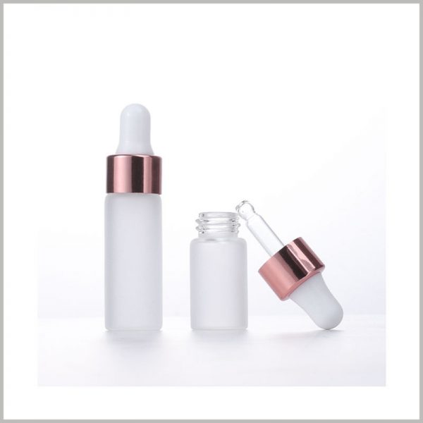 1-5ml frosted essential oil bottles wholesale, essential oil bottles with dropper, rose gold circle, white rubber.
