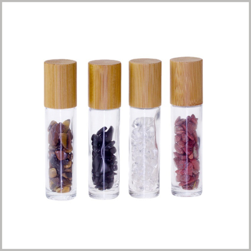 10ml Clear Gemstone Roller Bottles With Crystal Chips Inside