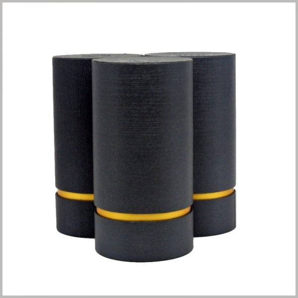 black cardboard tube packaging with logo.Packaging manufacturers can provide you with customizable round boxes, including size and print content.Packaging manufacturers can provide you with customizable round boxes, including size and print content.