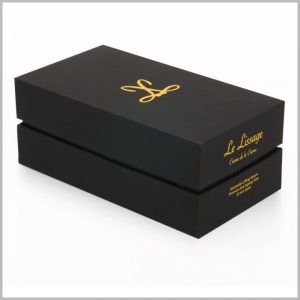black small skin care product packaging with bronzing.The rectangular cardboard box is made of fine-grain paper as laminated paper. It has a slight obstruction to touch the packaging and has an excellent experience.