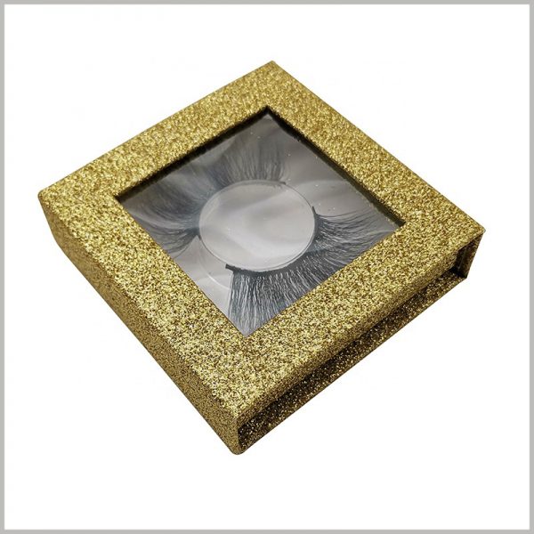 luxury small square boxes for eyelash packaging.Gold cardboard boxes, and U gold powder on the surface of custom packaging, greatly improving the luxury of packaging