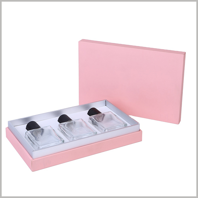 3 bottles of perfume boxes packaging.The customized perfume box uses 1500gsm gray board paper as the raw material, which improves the hardness of the packaging and the degree of protection for the product.