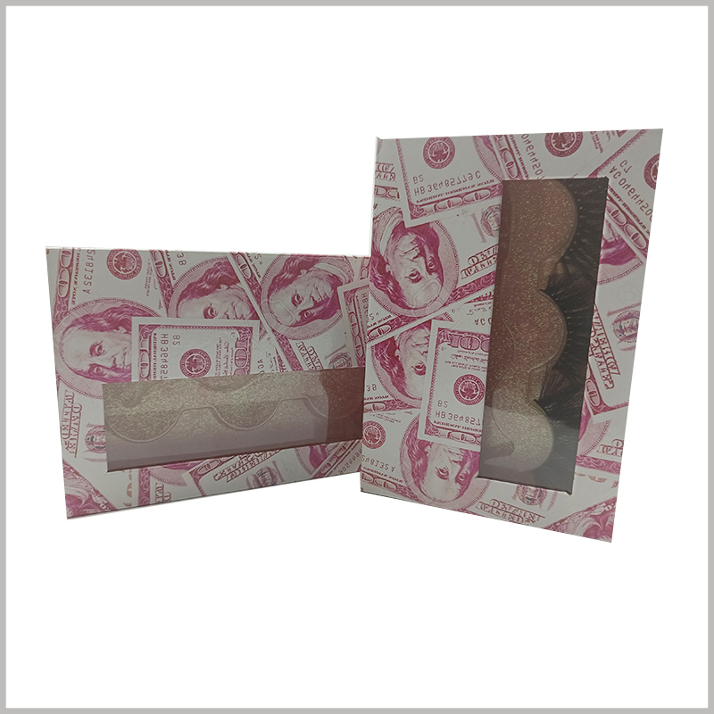 3 pair of money eyelash packaging with window wholesale.pvc windows are one of the best ways to see products inside boxes.