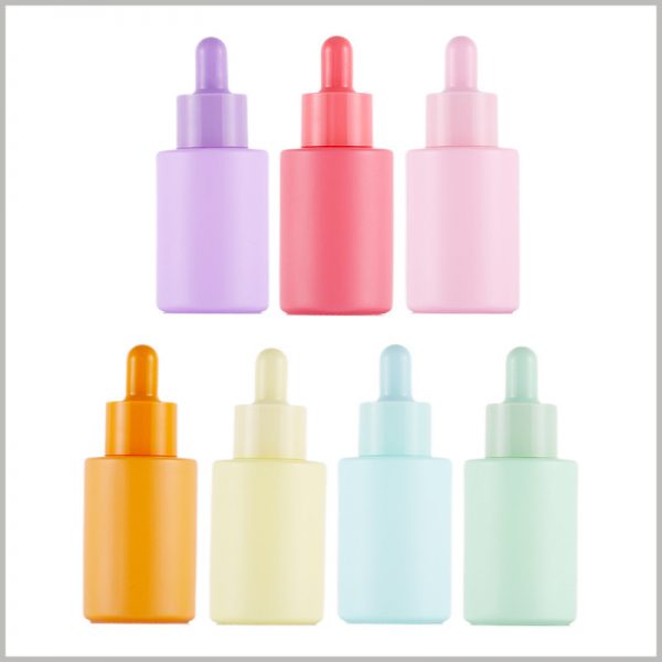 30ml Macaron Essential Oil Dropper Bottle wholesale. The essential oil bottle body, circle, rubber, color are all the same, with a very fashionable appearance.