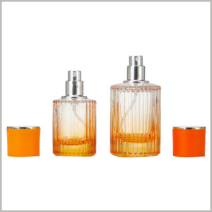 30ml and 50ml Vertical Stripes Round perfume bottle（yellow color)