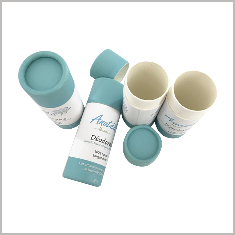 30ml deodorant cardboard push up tube packaging with printing. The deodorant packaging material is 100% recyclable, biodegradable and compostable.