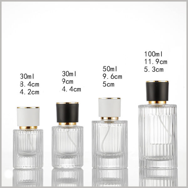 30ml,50ml,100ml Clear Vertical Stripes Round perfume bottle