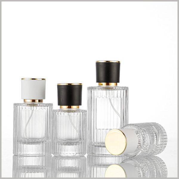 30ml,50ml,100ml Clear Vertical Stripes Round perfume bottle wholesale