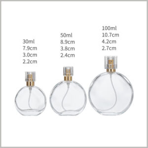 30ml,50ml,100ml Oblate round glass perfume bottles