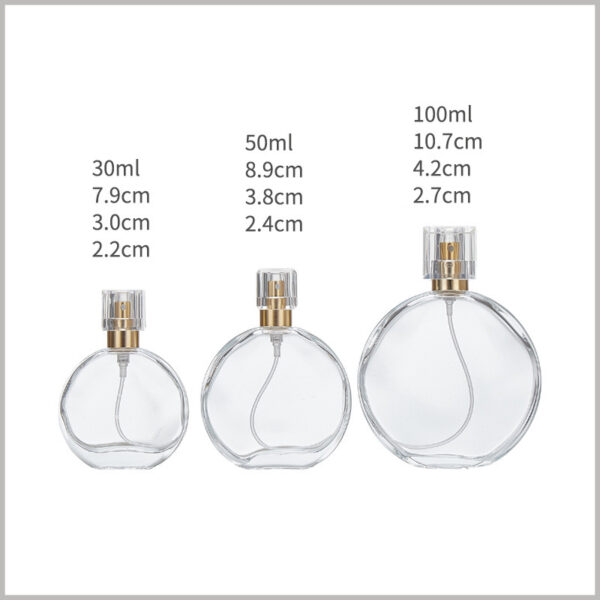 30ml,50ml,100ml Oblate round glass perfume bottles
