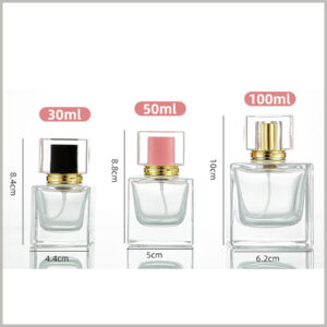 30ml,50ml,100ml square glass perfume bottles