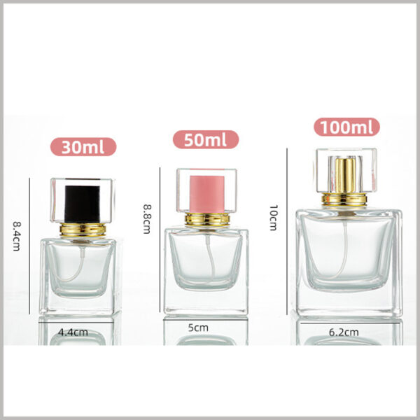 30ml,50ml,100ml square glass perfume bottles