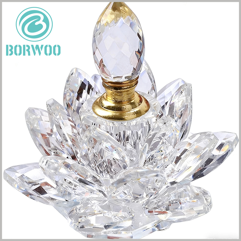 Luxury Crystal Lotus Attar Bottle, High-Grade Fragrance Storage Container