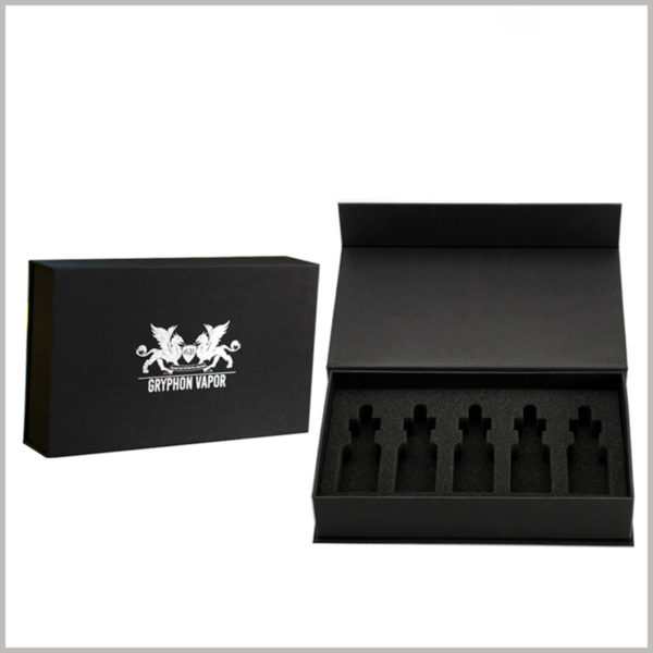5 bottles of essential oil packaging boxes set,Large black cardboard boxes can hold multiple bottles of essential oil at one time, promoting rapid product sales.