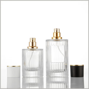 50ml,100ml Clear Vertical Stripes Round perfume bottle