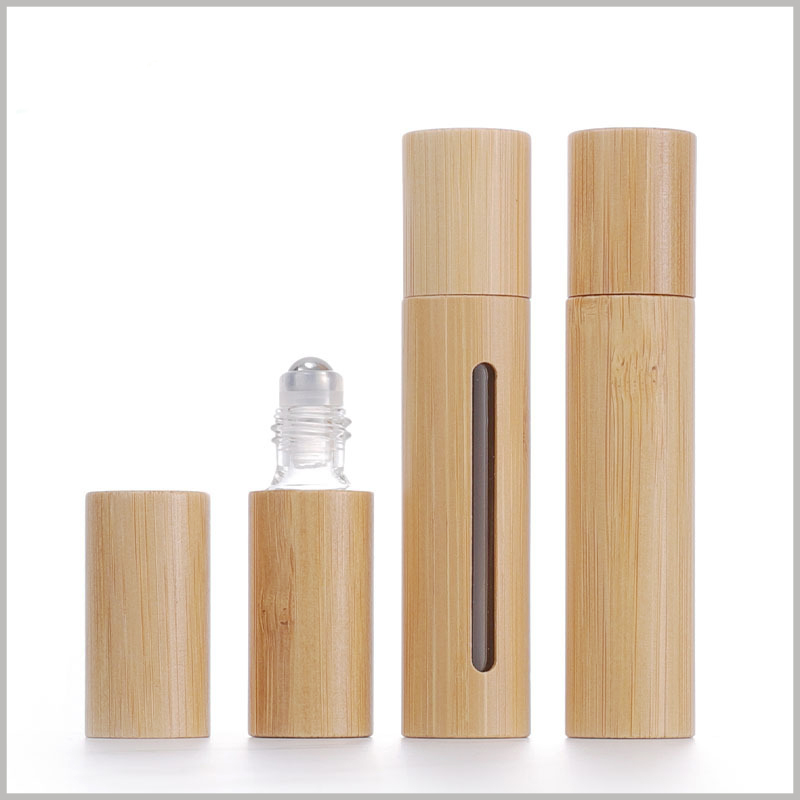 5ml and 10ml bamboo rollerball essential oils bottles with steelball