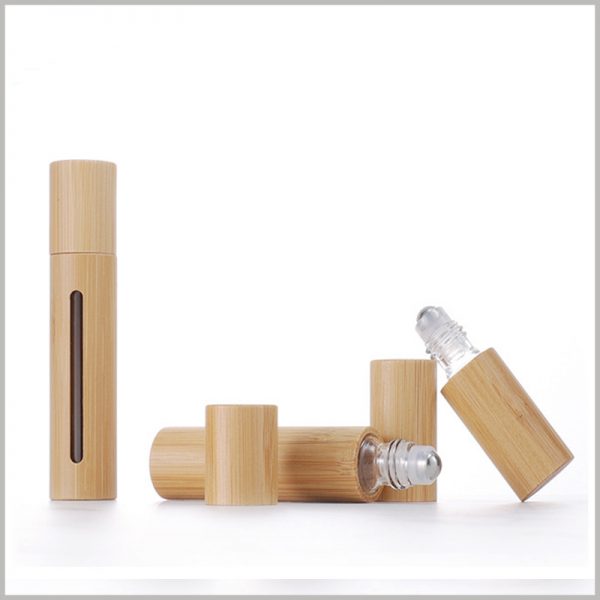5ml and 10ml bamboo rollerball essential oils bottles with windows