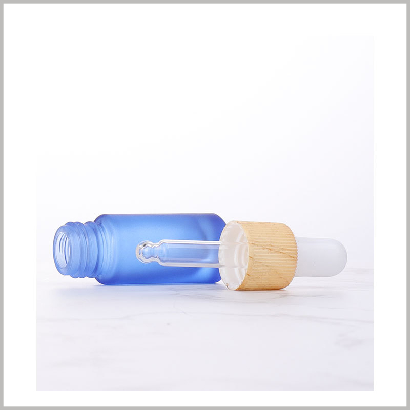 5ml blue color essential oil bottles with dropper and with wood grain circle wholesale