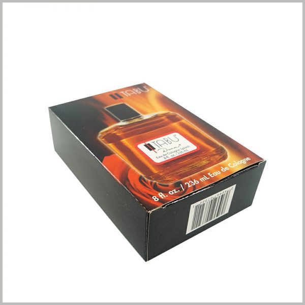 8 oz cologne packaging boxes wholesale. A barcode is printed on the bottom of the perfume package, which can identify the product and make customers believe in branded products.