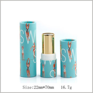 Biodegradable paper lipstick tube packaging wholesale.The diameter of the paper tube is 22mm, the height is 70mm, and the weight of the lipstick is 16.7g.