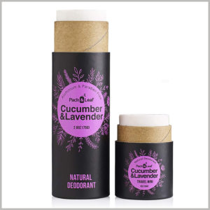 Black cardboard tube for lavender deodorant packaging, The inner tube is made of brown kraft paper tube