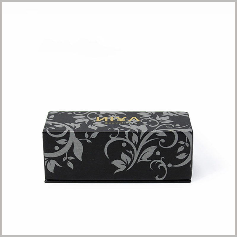 Black small cosmetic boxes wholesale. he internal space of the box is customized according to the size of the nail polish bottle