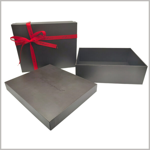 Black wig gift box packaging with printed ribbon wholesale