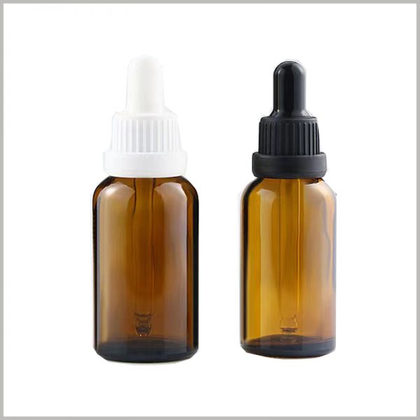 Brown essential oil dropper bottles, you can choose white or black rubber cap according to actual needs to meet different needs.
