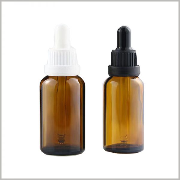 Brown essential oil dropper bottles, you can choose white or black rubber cap according to actual needs to meet different needs.