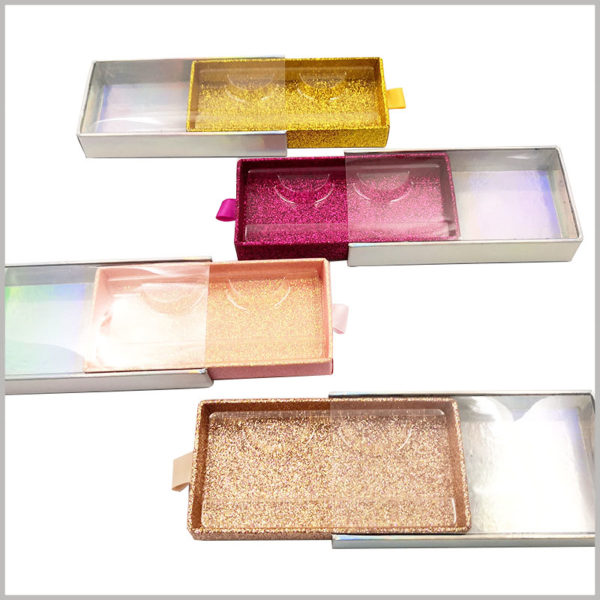 Custom Cardboard eyelash packaging box with window and ribbon wholesale