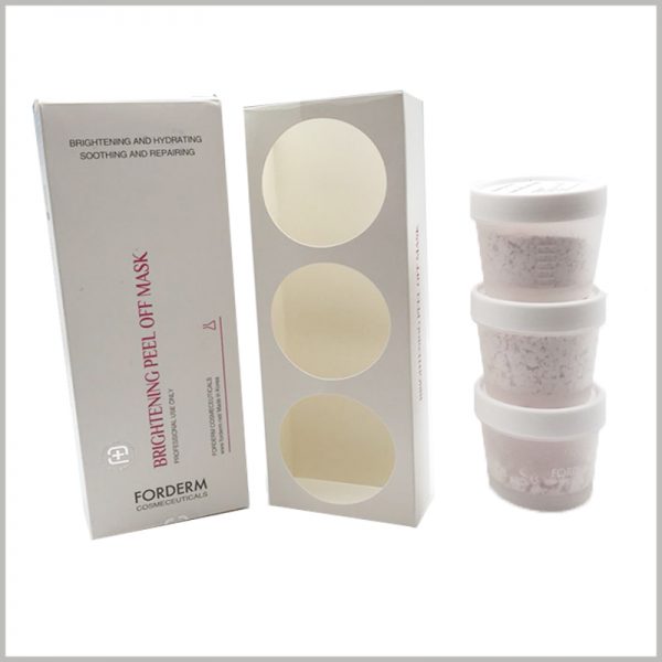 Cheap skin care packaging boxes wholesale. The inner insert of the package is a paper card, and can completely arrange the 3 bottles of skin care products in an orderly manner.