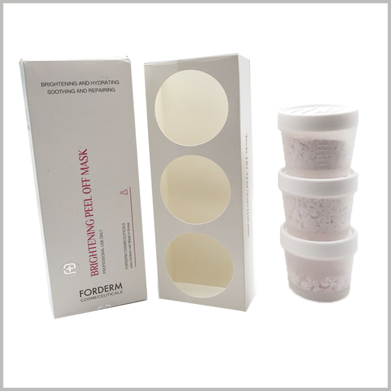 Cheap skin care packaging boxes wholesale. The inner insert of the package is a paper card, and can completely arrange the 3 bottles of skin care products in an orderly manner.