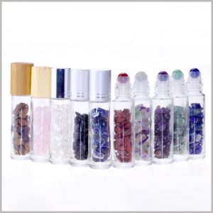 Clear Gemstone Roller Bottles With Crystal Chips Inside