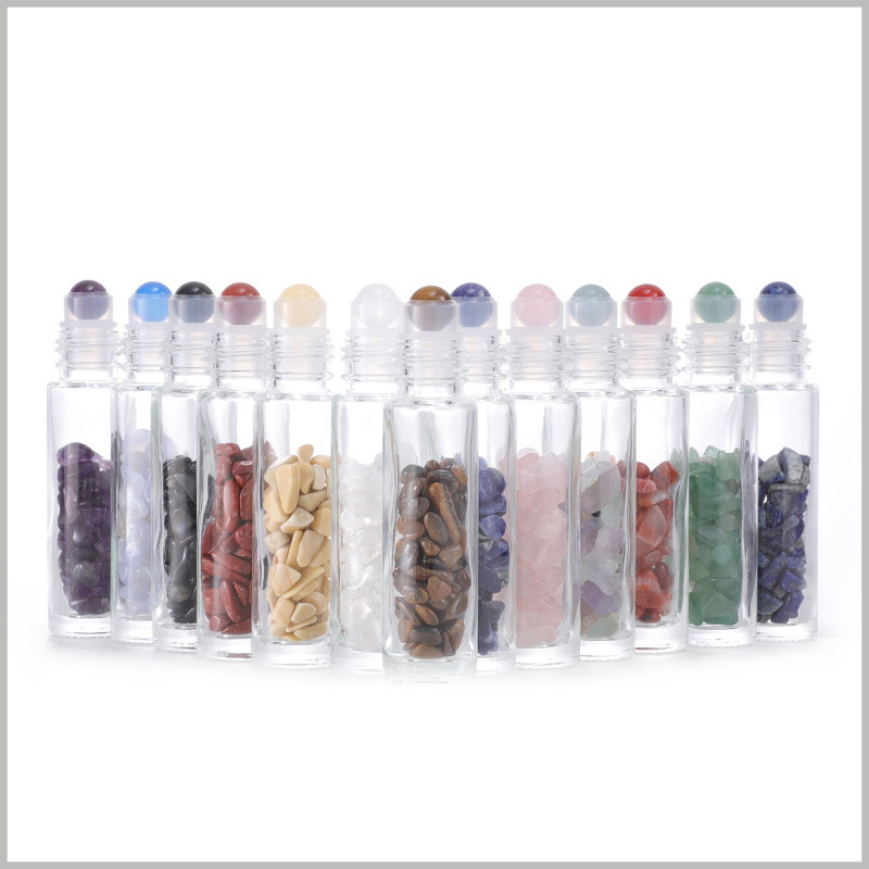 Clear Gemstone Roller Bottles With Crystal Chips wholesale