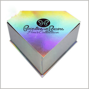 Creative diamond-shaped packaging design for hair collection boxes. The color selection is similar to the diamond sparkling color.