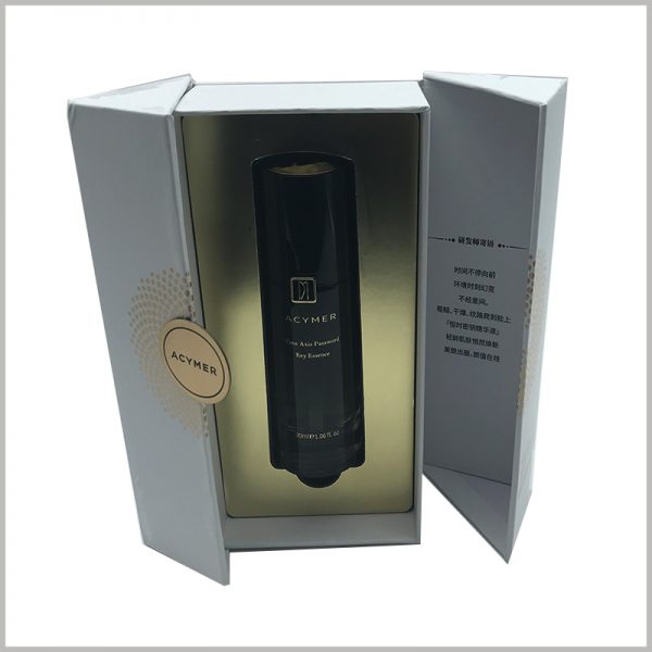 For Custom 30ml skincare packaging, the insert inside the package is decorated with gold cardboard, and customers can feel the luxury the moment they open the package.