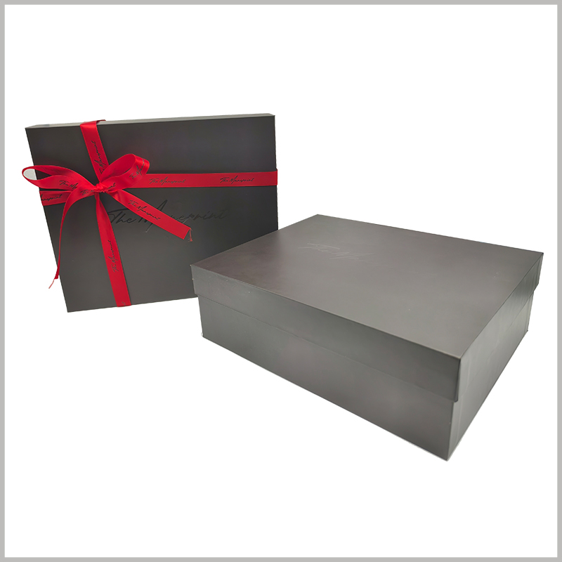 Custom Black wig gift box packaging with printed ribbon