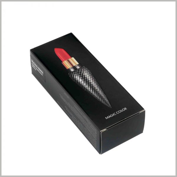 Custom Foldable black lipstick boxes with logo. Custom Foldable black lipstick boxes with logo.