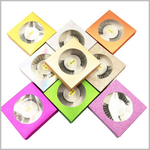 Custom Foldable glitter eyelash packaging box for one pair. The customized false eyelashes are packaged with round transparent windows, which can directly observe the internal eyelash style.