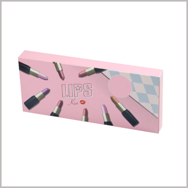 Custom Foldable packaging for 8 sticks of lipstick boxes. The inside of the carton pack has blister, which will fix the lipstick and the product will not move inside the boxes.