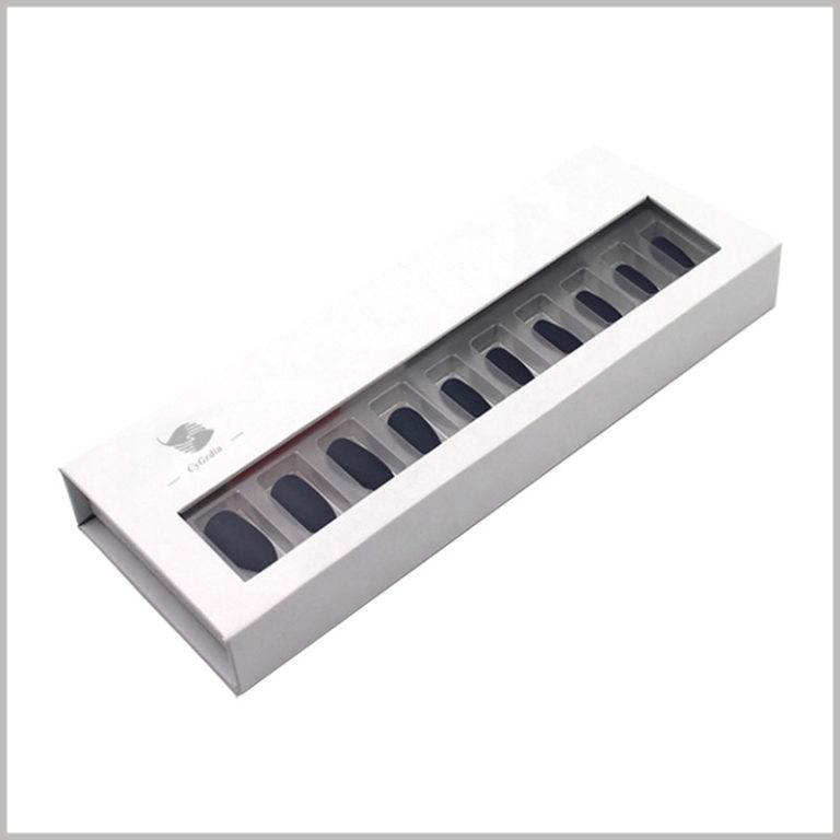 White cardboard nail boxes with window Makeup boxes