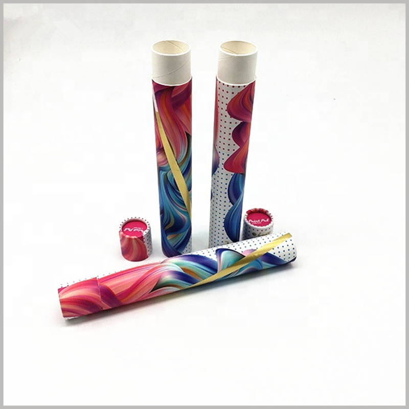 Custom color long cardboard tubes for makeup packaging. 128g coated paper as printed laminated paper enriches the content display of the small cardboard tube.