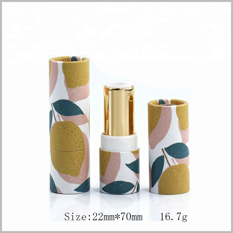 Custom empty tube packaging for lipstick.The diameter of the paper tube is 22mm, the height is 70mm, and the capacity of the lipstick is 16.7g.