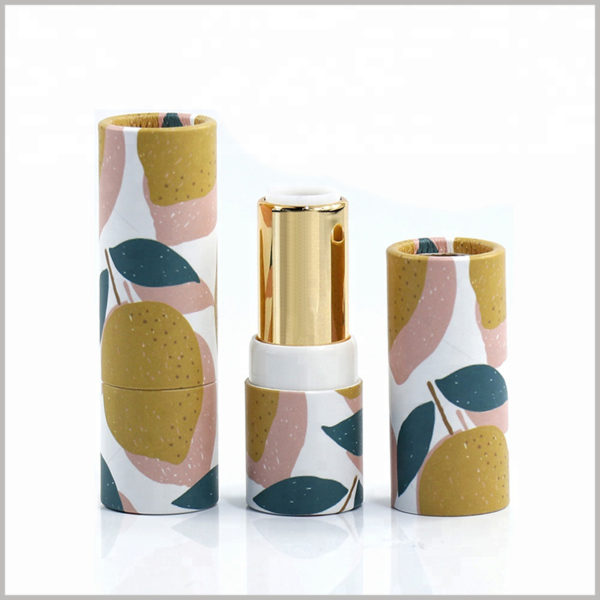 Custom printed tube packaging for lipstick. The outermost surface of the plastic lipstick inner tube is golden, which is more valuable against the value of the product.