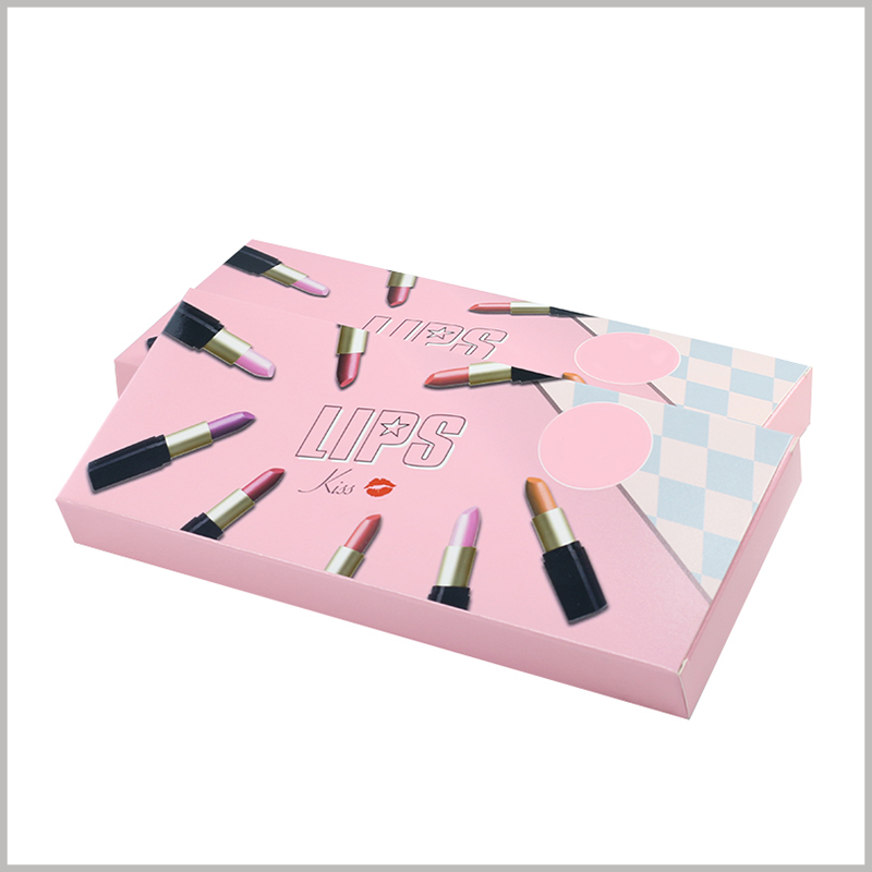 Cute Foldable packaging for 8 sticks of lipstick boxes. Customized lipstick packaging boxes can print specific content to reflect the characteristics and differentiation of the product.