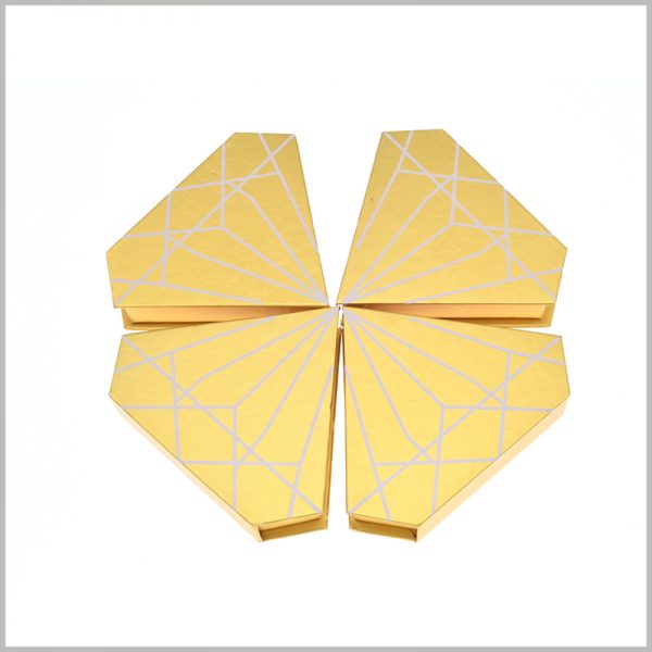 Diamond-shaped creative package for eyelashes boxes.This package looks like a golden "diamond", attracting a lot of consumers' favors and generating the impulse to buy.