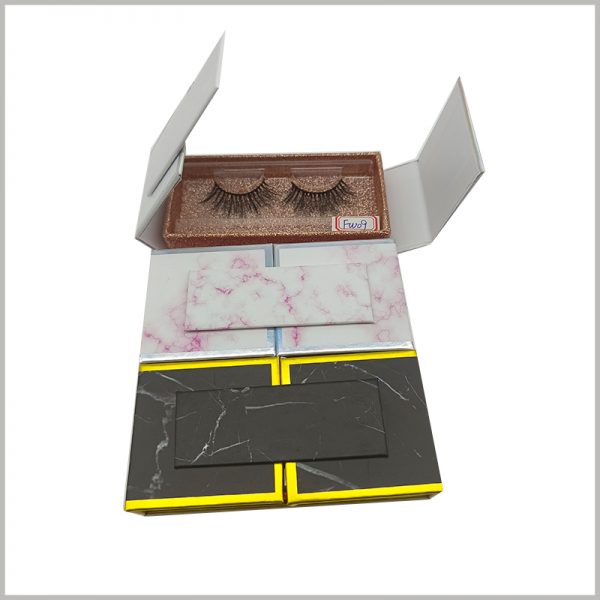 Double open Eyelash extension packaging box wholesale, the unique way of opening the package can increase the fun and give customers a better impression of the product.