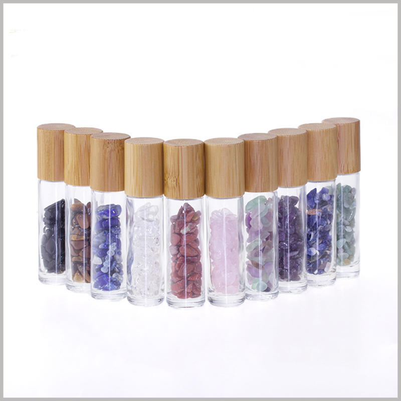 Fashion Clear Gemstone Roller Bottles With Crystal Chips Inside