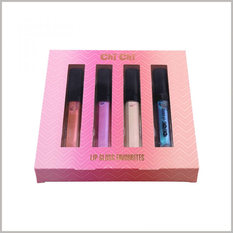 Foldable Cosmetic Lip Gloss packaging Boxes holds 4 bottles