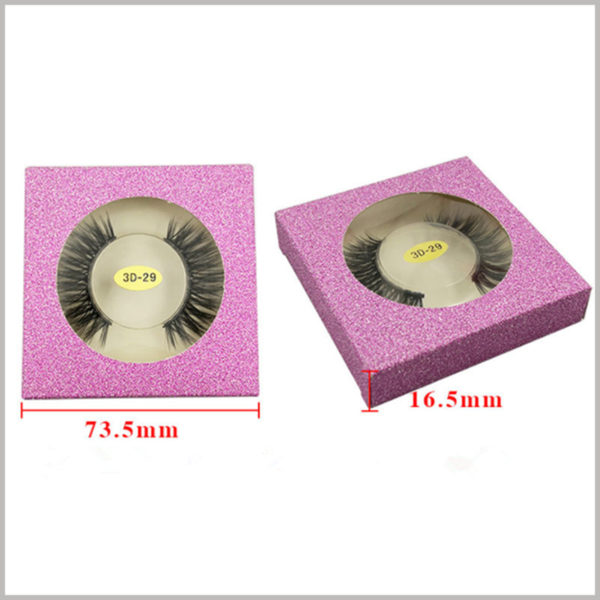 Foldable glitter eyelash packaging box for one pair. The reference size of the small false eyelash packaging box is 73.5 × 73.5 × 16.5mm, and the small package is easier to carry.